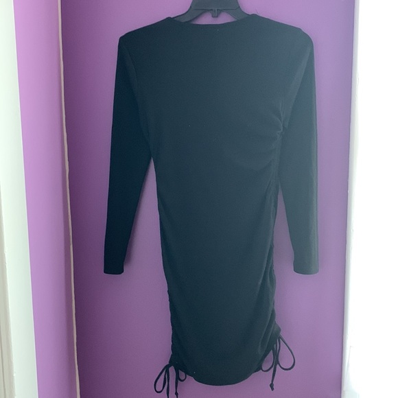 Black Babe Embroidered Drawstring Ruched Dress - Picture 3 of 3